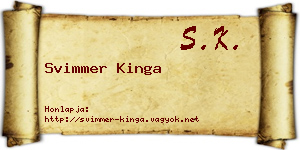 Svimmer Kinga névjegykártya